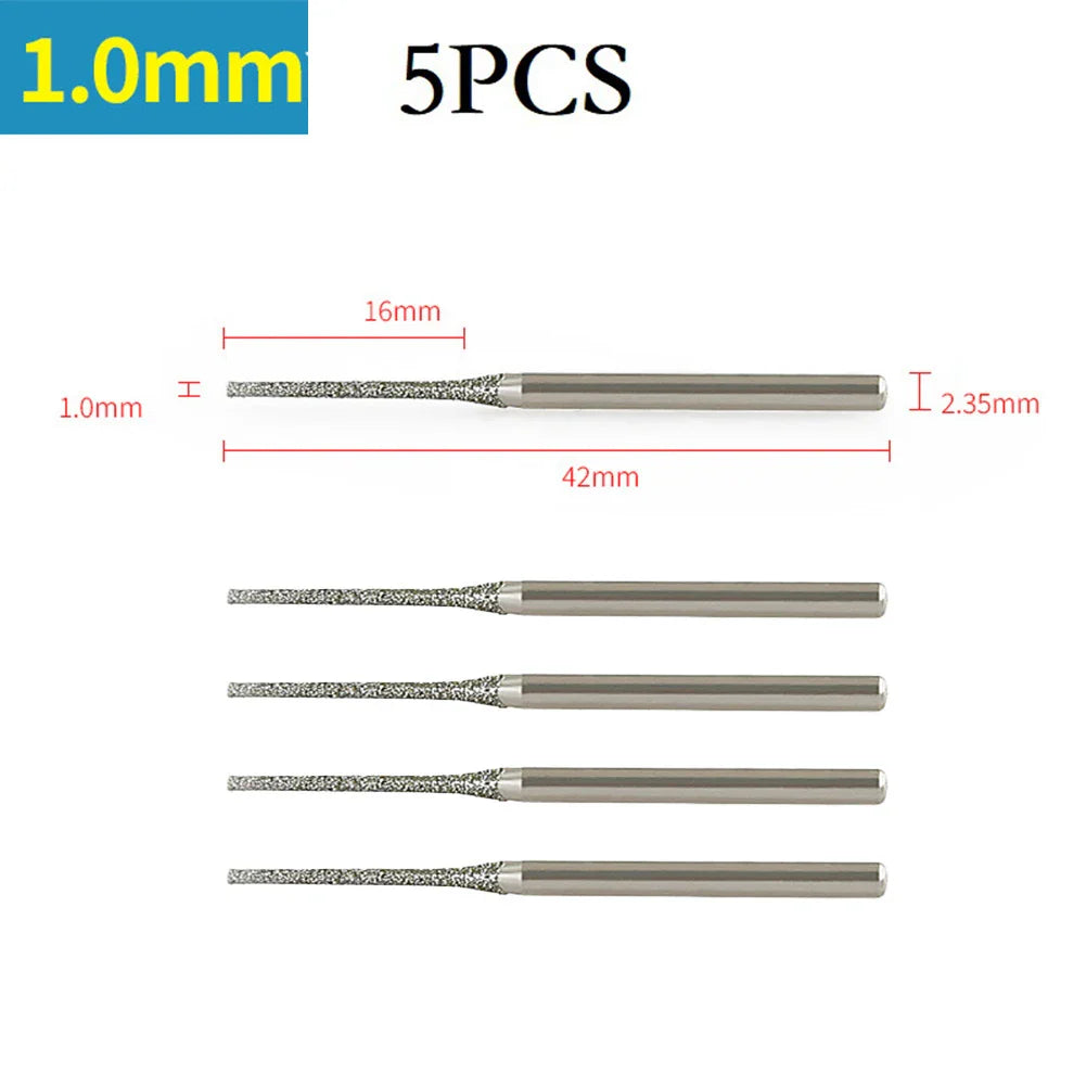 Diamond Drill Bits for Glass & Jewelry – 5 Pack (0.8–2.5mm)