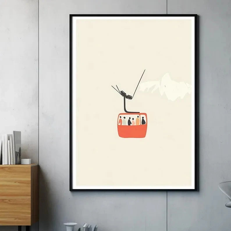 3-Piece Mountain Ski Hut Winter Canvas Wall Art Set | Home Decor