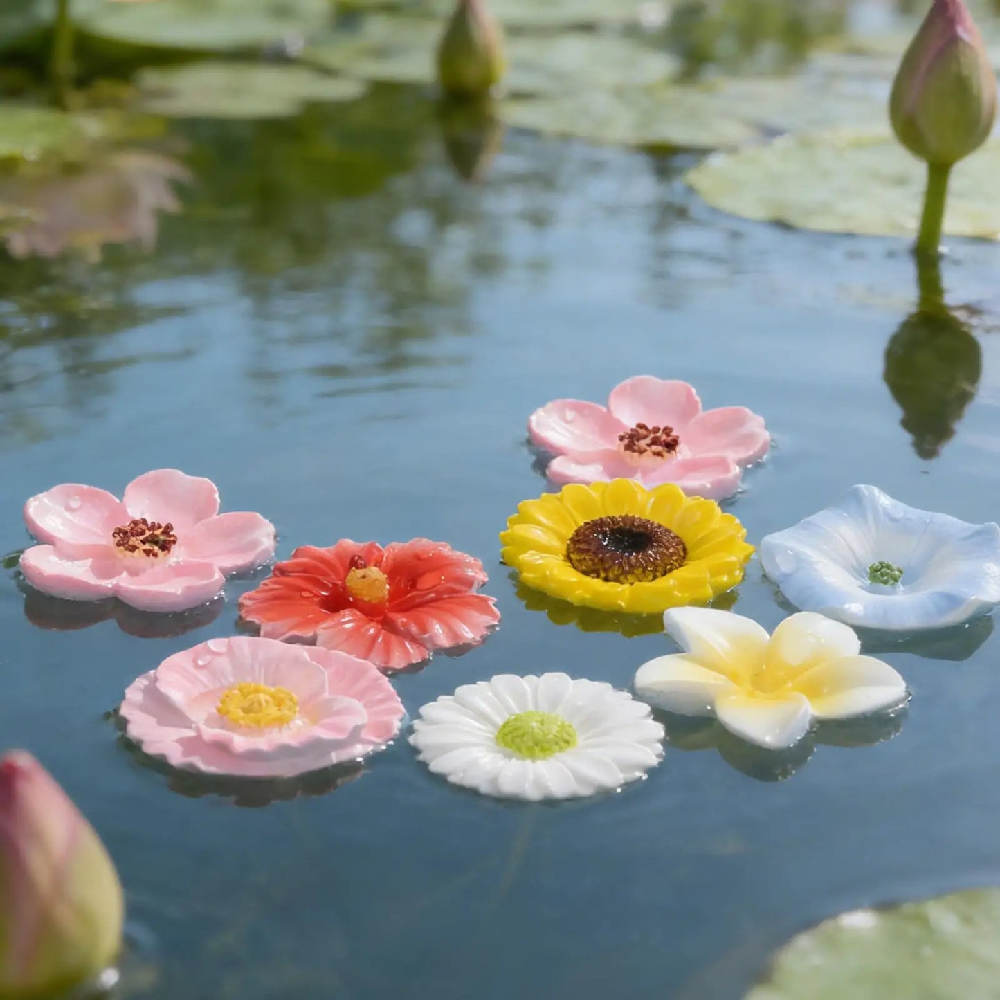 Aesthetic Weatherproof Floating Flower Bee Feeder 8pcs Decorative Pollinator Station For Garden Pond Patio Birds Butterflies Bee Peaceful Pleasures Health and Wellness