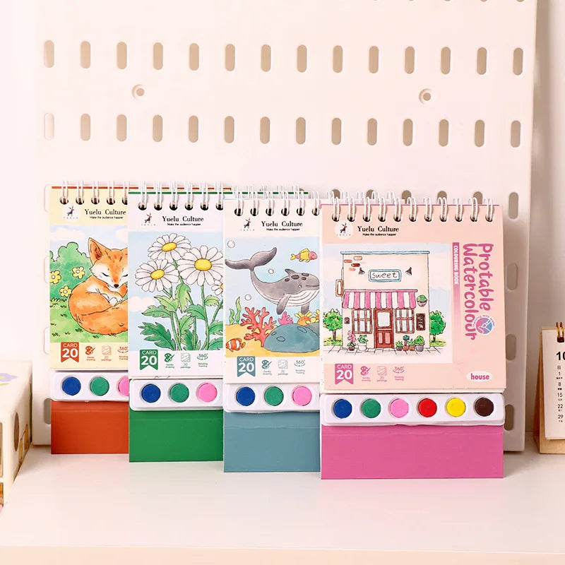 Creative Coil Vertical Watercolor Painting DIY Graffiti Book Built-in