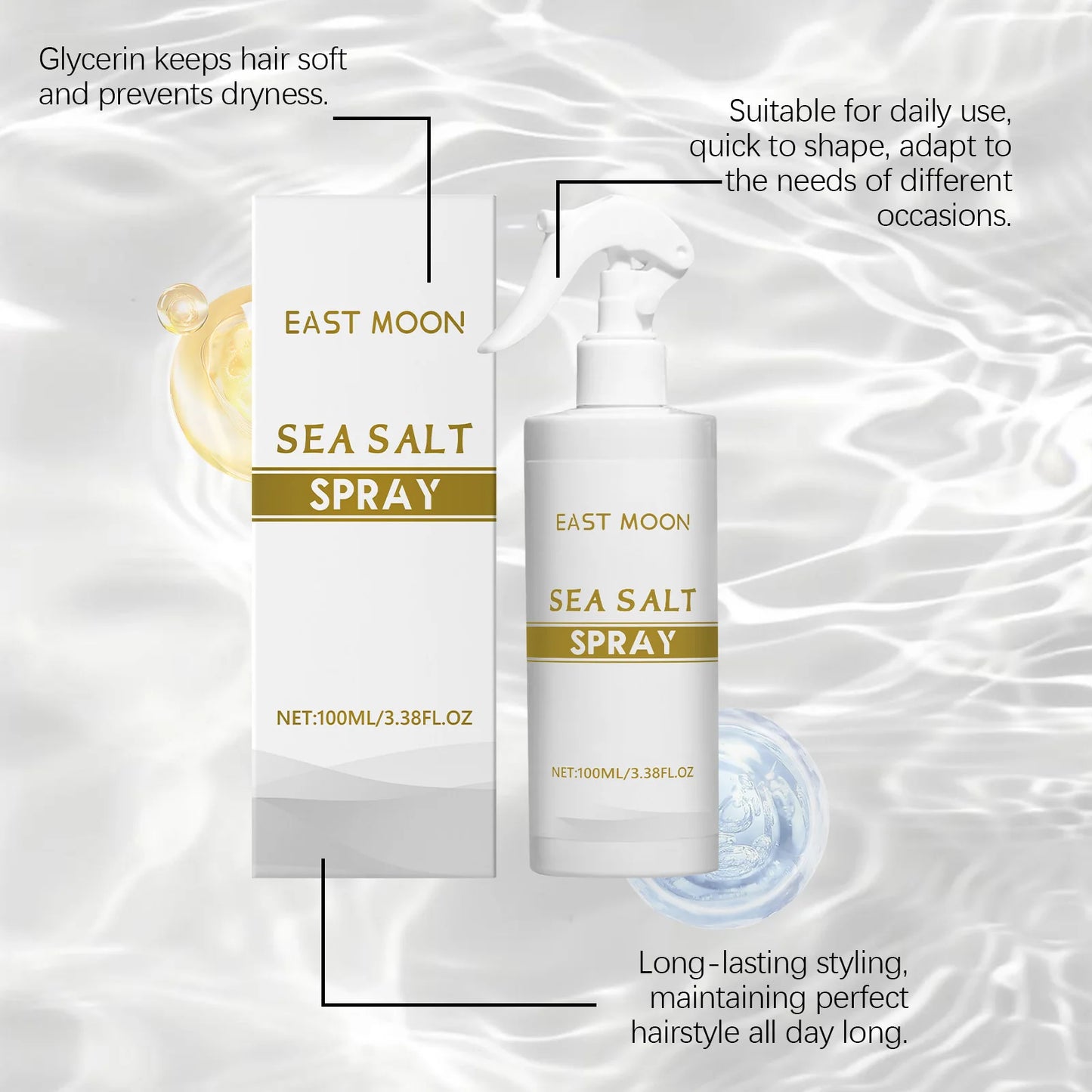 Men's Sea Salt Spray Texturizing Spray for Hair Spray with Aloe Vera Sea Kelp Extract Natural Hold Beach Waves Grooming Styling Peaceful Pleasures Health and Wellness