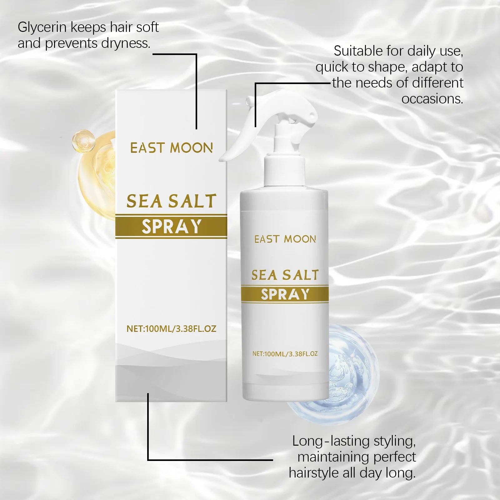 Men's Sea Salt Spray Texturizing Spray for Hair Spray with Aloe Vera Sea Kelp Extract Natural Hold Beach Waves Grooming Styling Peaceful Pleasures Health and Wellness