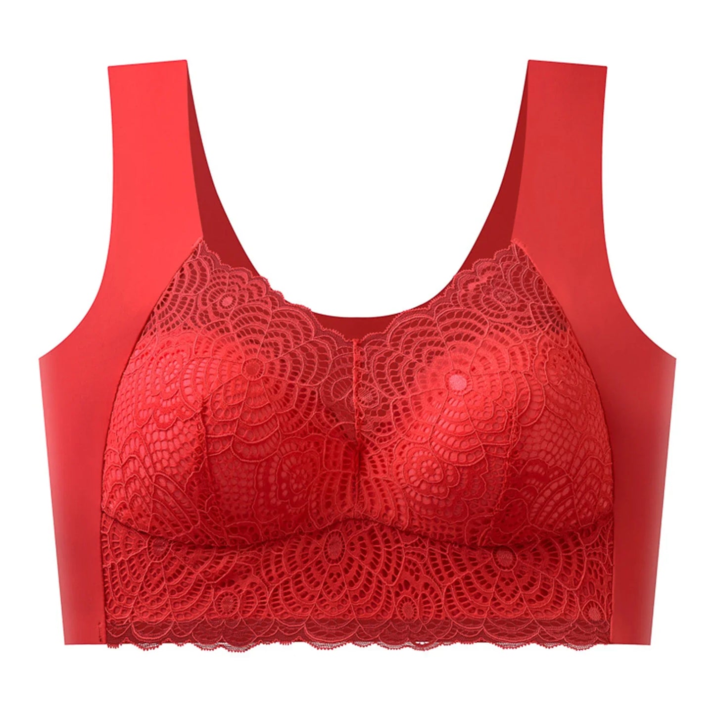 Women's Seamless Wireless Lace Bra – Wire-Free Anti-Shake Support