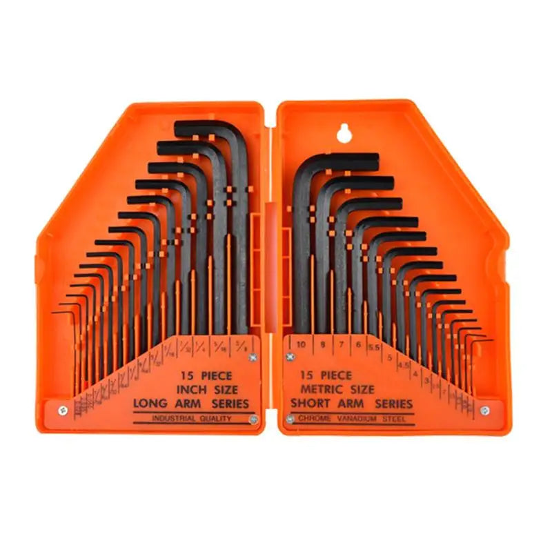 30-Piece S2 Steel SAE & Metric Hex Key Allen Wrench Set Hex Key Wrench Set Peaceful Pleasures Health and Wellness B