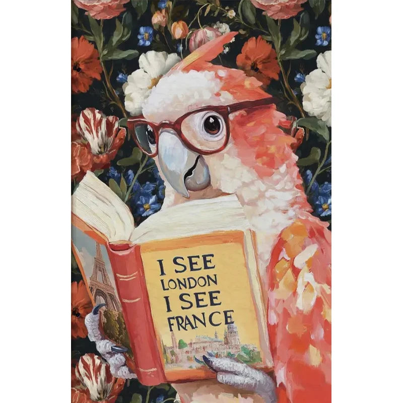 Animal Reading Canvas Poster | Kids Room Inspirational Wall Art