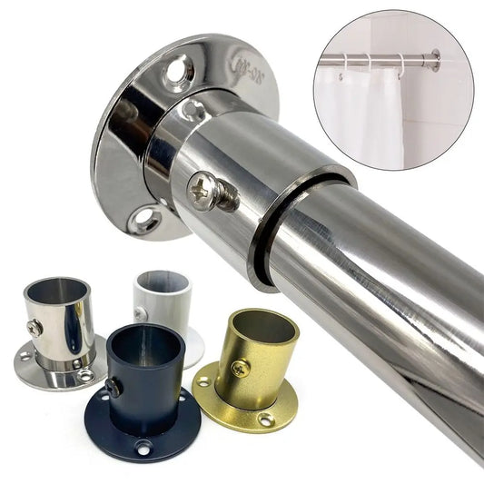 1Pc 19mm-32mm Round Furniture Hardware with Cover Stainless Steel Closet Flange Rod Holder Hang Rod Support Tube Bracket Peaceful Pleasures Health and Wellness