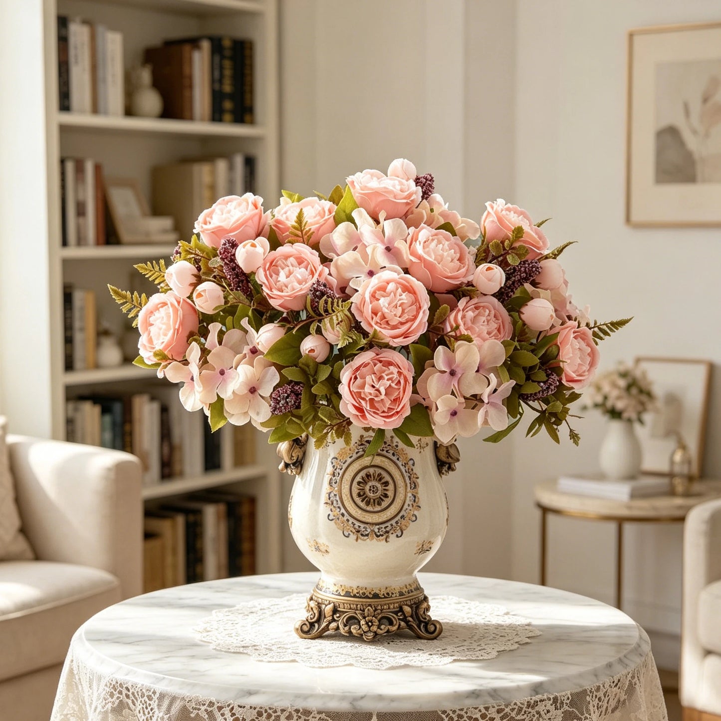 Silk Peony Hydrangea Artificial Flower Bouquet – Wedding & Home