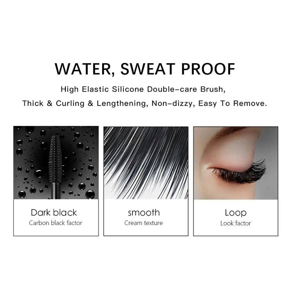 QIBEST 4D Mascara Black Curling Lash Eyelash Extension Waterproof Liquid Volume Silky Mascara Long Lasting Eye Cosmetics Peaceful Pleasures Health and Wellness