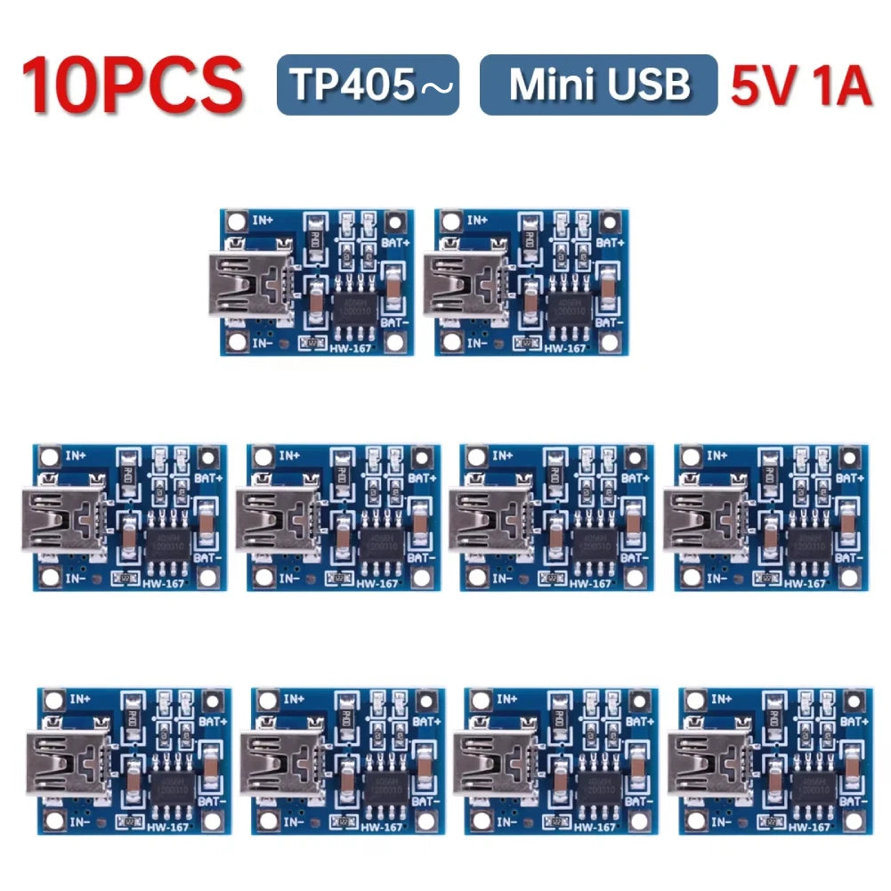 1-20PCS TP405~ 5V 1A 18650 Lithium Battery Charger Module Type-C/Micro USB/Mini USB Charging Board With Protection Dual Function Peaceful Pleasures Health and Wellness 10PCS Mini USB