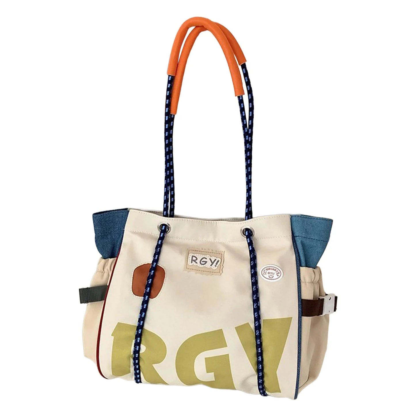 Girls Tote Bag Large Capacity Print Letter Shoulder Handbag Lightweight Durable Polyester for Daily Commute Peaceful Pleasures Health and Wellness Creamy white
