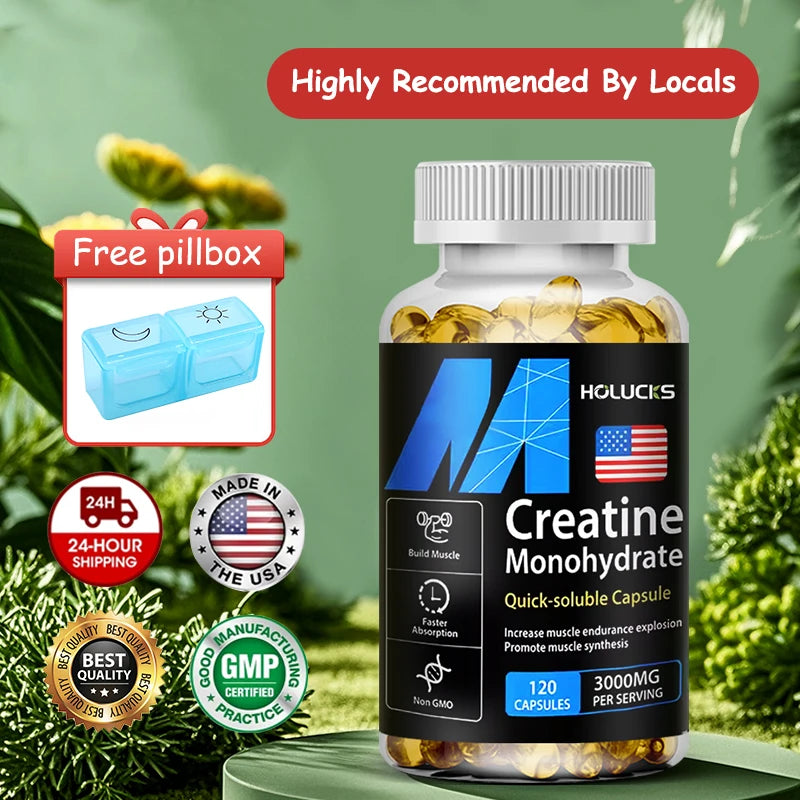 High Potency Creatine 3000mg Capsules, Support Brain & Muscle Cell Energy, Increases Power Output & Exercise Performance Peaceful Pleasures Health and Wellness