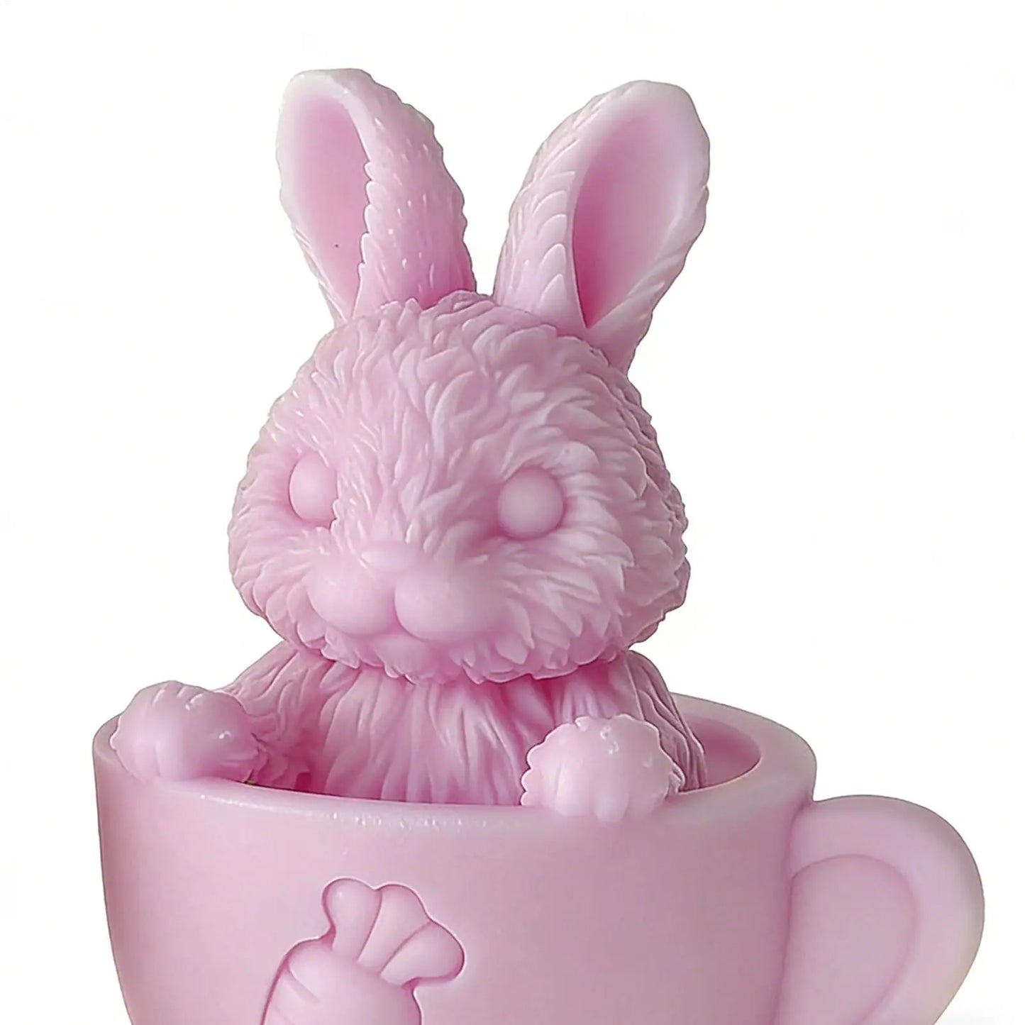 Easter Molds Cute Funny Non-Stick Craft Supplies Teacup Rabbit Easter Molds Silicone for Soap Candle Making Wax Resin Plaster Peaceful Pleasures Health and Wellness