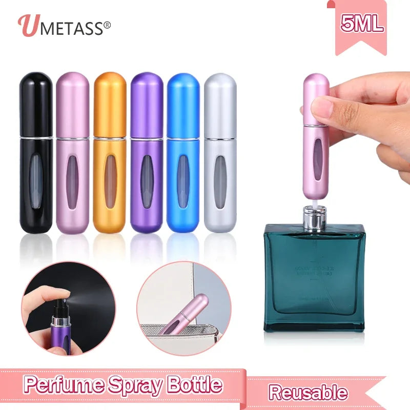 5-Pack Mini 5ml Refillable Perfume Atomizer Travel Spray Bottles