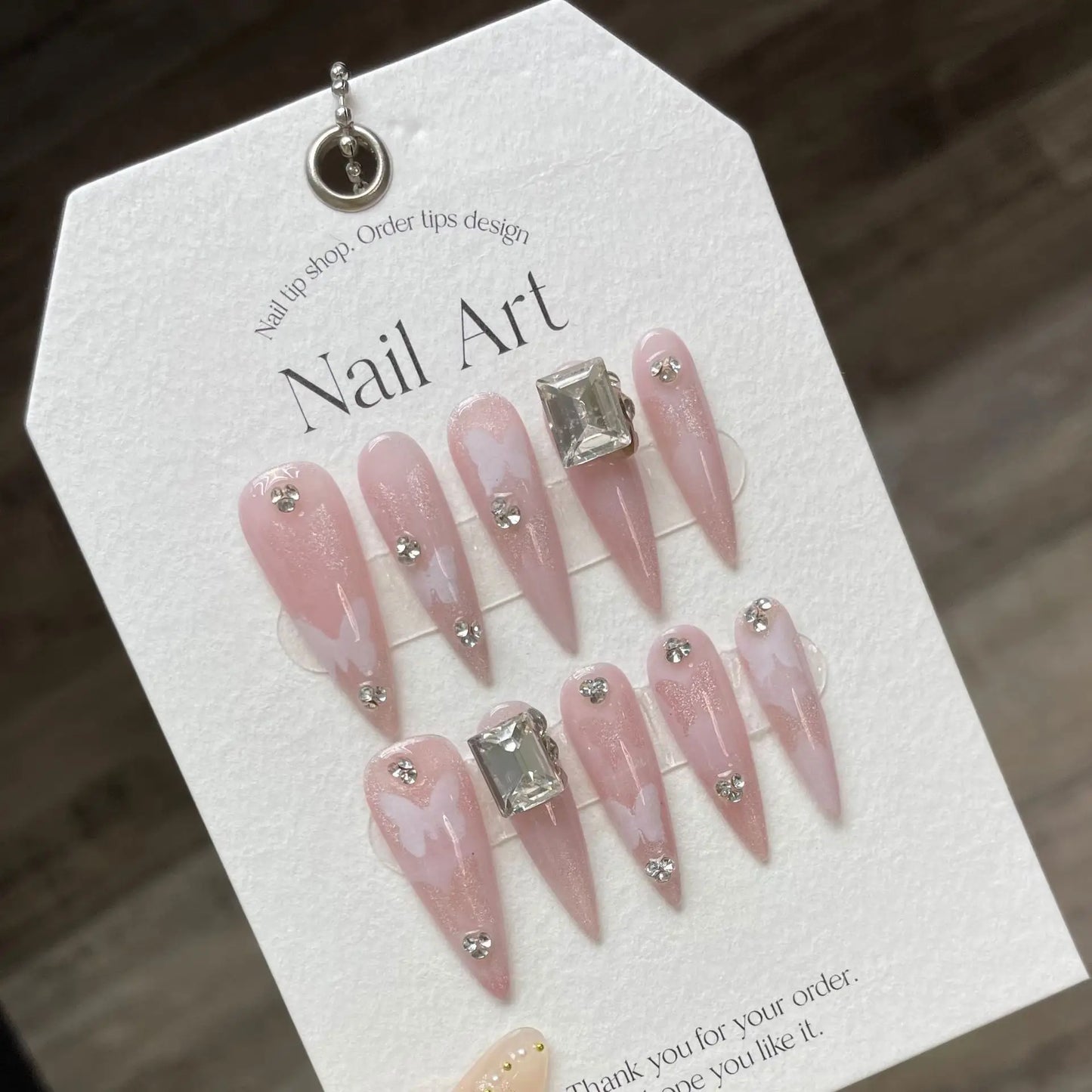 10pcs Handmade Extra Long Pointed Press on Nails Glitter Diamond Decor False Nails Full Cover Wearable European Fake Nail Tips Peaceful Pleasures Health and Wellness XS 1