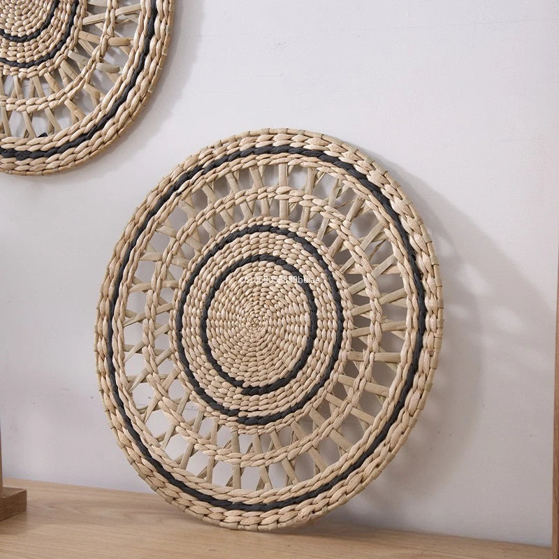 Bohemian Style Straw Wall Decoration, Background Wall Decoration, Sofa Bedside Handwoven Hanging Decoration Room Decor Aesthetic Peaceful Pleasures Health and Wellness