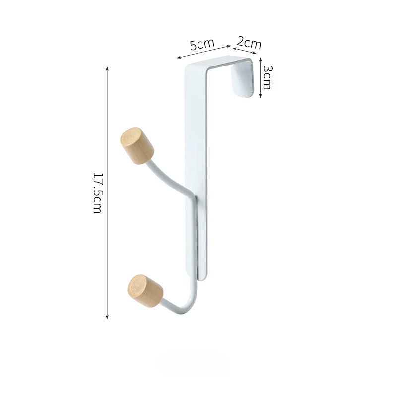 1/2Pcs Over Door Hook Hanger White Sturdy with Wooden Ends Clothes Towel Metal Storage Hooks For Bathroom and Kitchen Hanging Peaceful Pleasures Health and Wellness 1ps