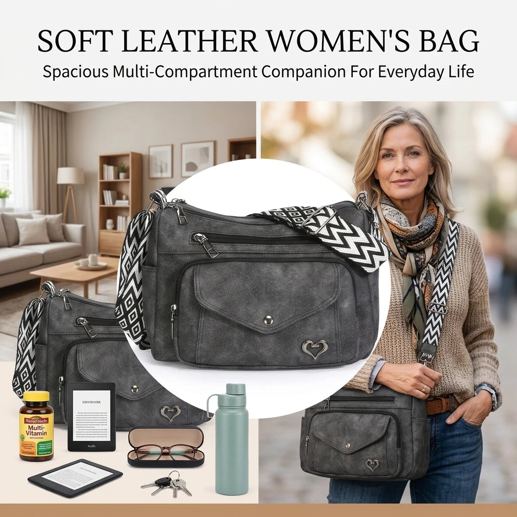Women Soft Leather Shoulder Crossbody Bag Large Capacity Versatile Mom Bag Suitable For Daily Use Peaceful Pleasures Health and Wellness