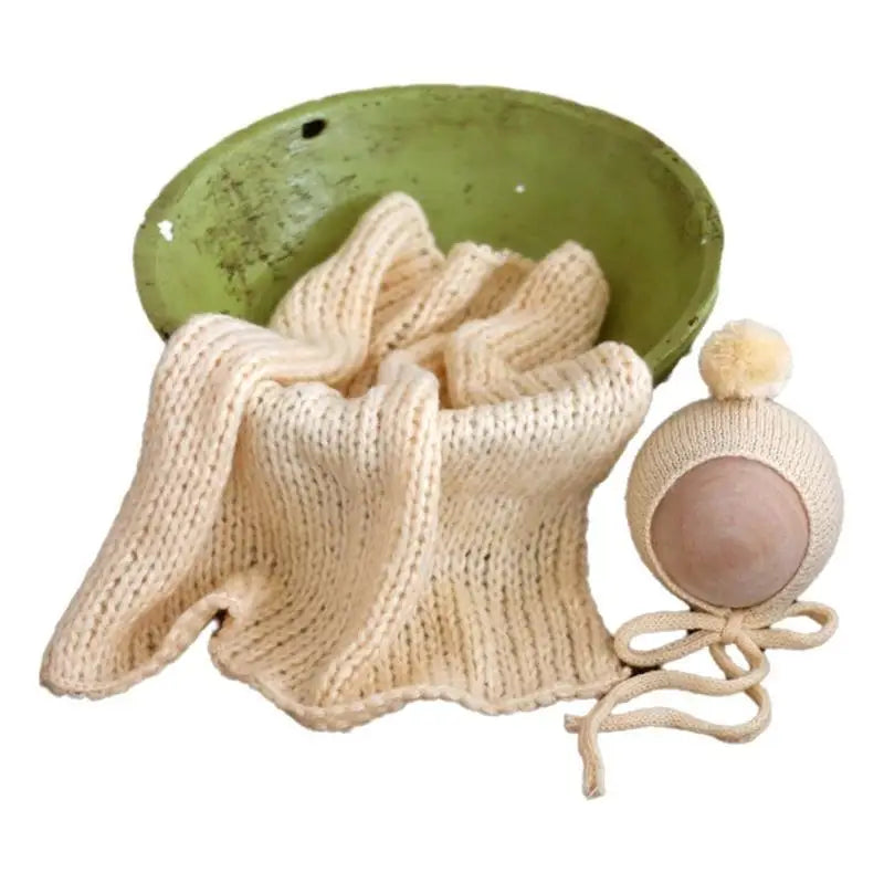Newborn Photography Props – Mohair Hat & Wrap Blanket Set