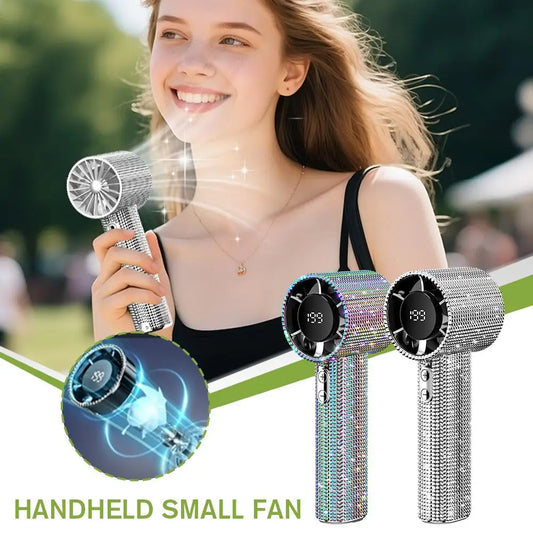 Portable Handheld Turbo Fan Luxury Modes Digital Electric Fan Handheld Turbo Fan 3 Gear Wind Long Battery Life With Digital Peaceful Pleasures Health and Wellness