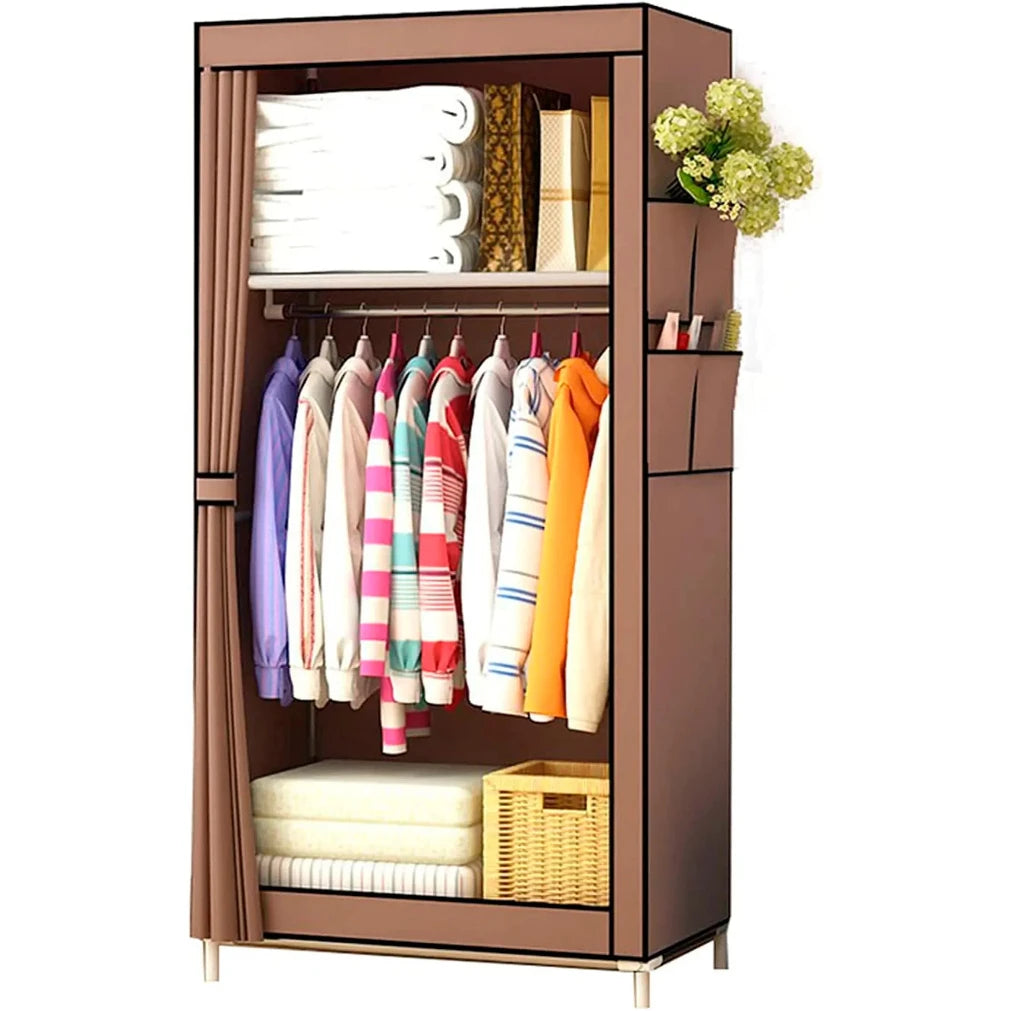 Fabric Wardrobe Organizer with Side Pockets 160x70x45cm