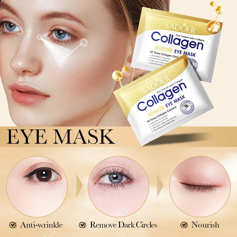 SADOER Crystal Collagen Eye Masks | 10 Pairs Anti-Aging Patches