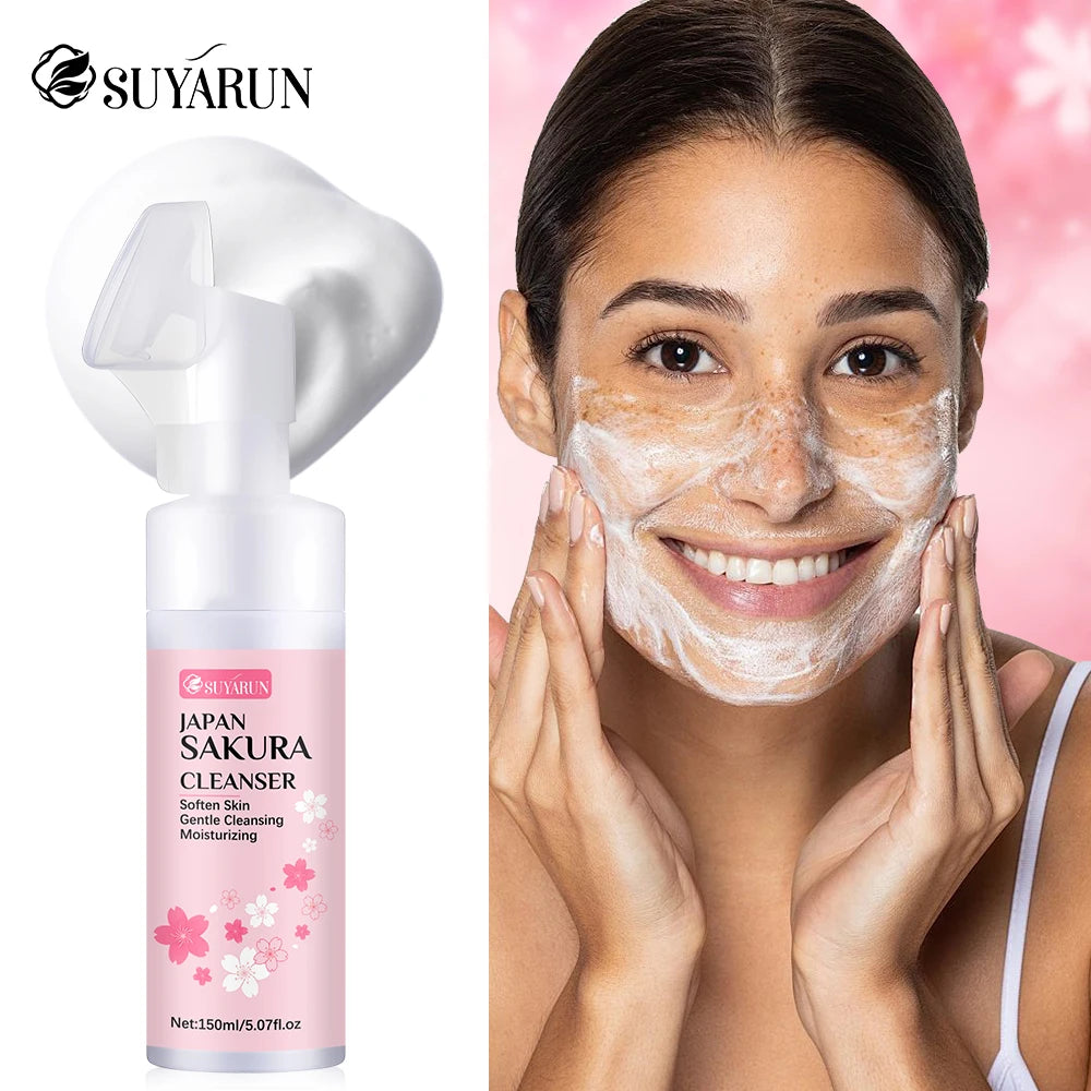 SUYARUN Japanese Sakura Face Wash - Gentle Hydrating Cleanser, Brightening Oil Control for Sensitive Skin. Peaceful Pleasures Health and Wellness