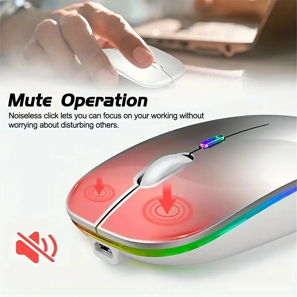 Wireless Mouse Gaming Mouse Backlight USB Compatible RGB Rechargeable Mice Silent Backlit Ergonomic Gaming Mouse for Laptop PC Peaceful Pleasures Health and Wellness