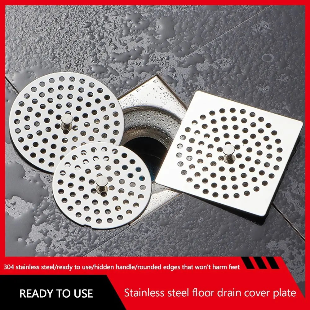 Creative Stainless Steel Floor Drain Net Cover Round Square Shape with Handle Sink Strainer Hair Filter Peaceful Pleasures Health and Wellness