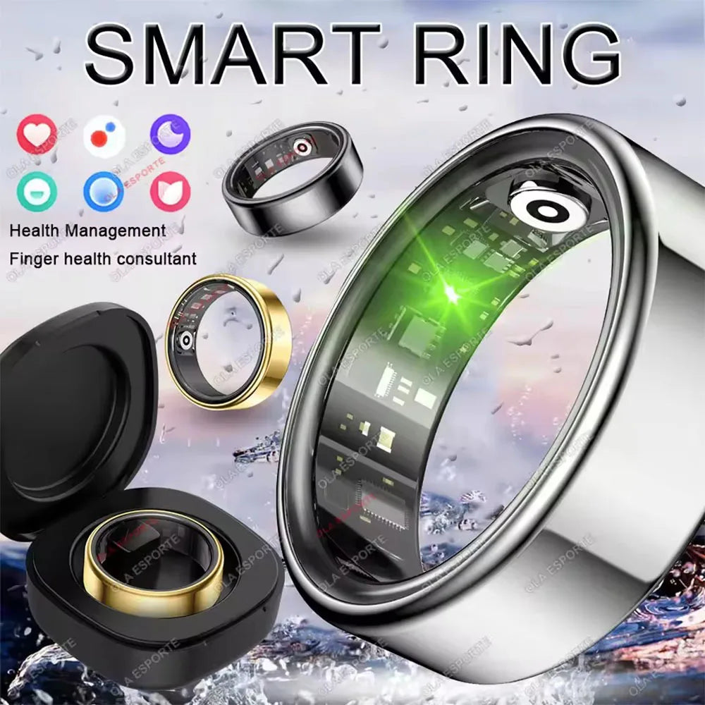 NEW R09 Smart Ring Men Women with Charging Case,Heart Rate Blood Oxygen,Skin Temperature Monitor,5ATM Waterproof For Android iOS Peaceful Pleasures Health and Wellness