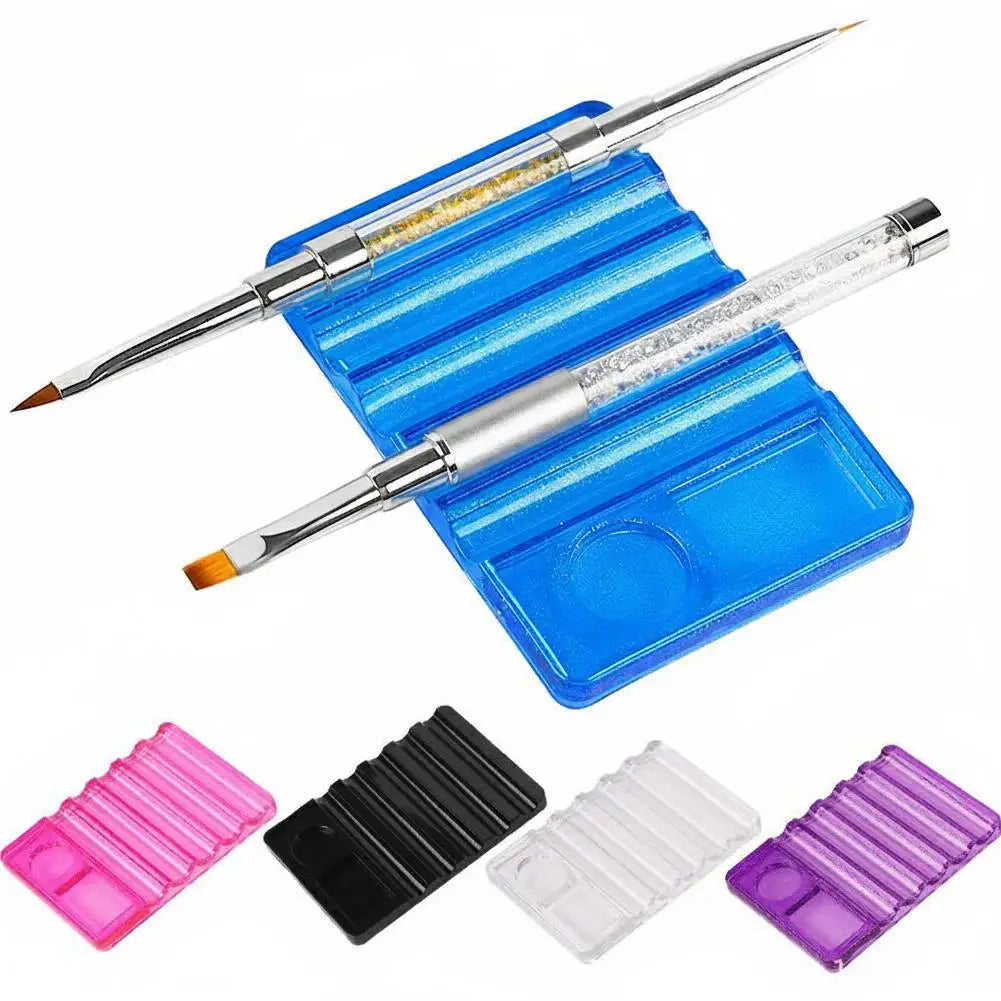 Acrylic Nail Art Brush Holder & Palette – 5-Pen Organizer