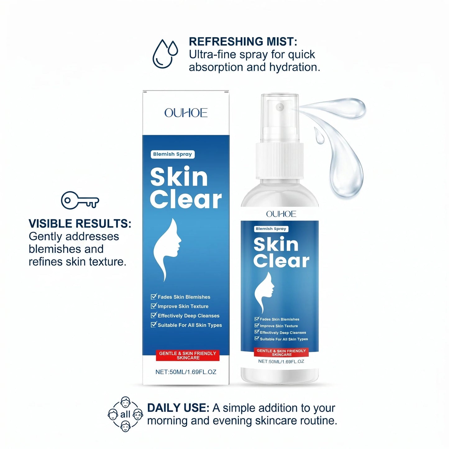 Ouhoe Blemish Clear Spray – Fade Spots & Smooth Skin