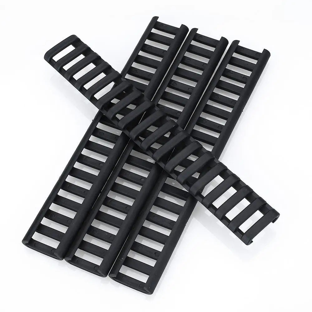 4-Pack CS Black Heat Resistant Rifle Handguard Protector Rubber Ladder Rail Cover Weaver Picatinny Rail toy Airsoft Guns Hunting Peaceful Pleasures Health and Wellness black 4pcs