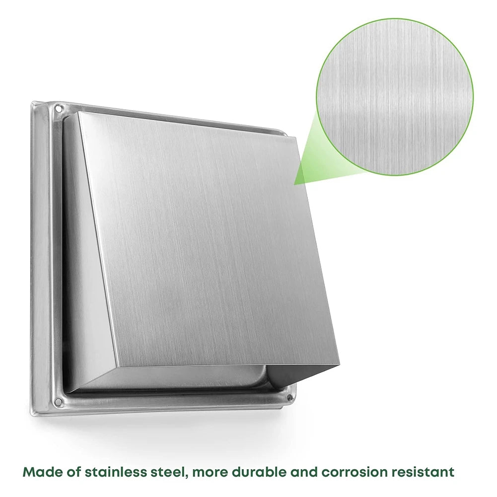 4 Inch Dryer Vent Cover Outdoor Walls, Stainless Steel External Extractor Wall Vent Cushioned Non-Return Flap Peaceful Pleasures Health and Wellness