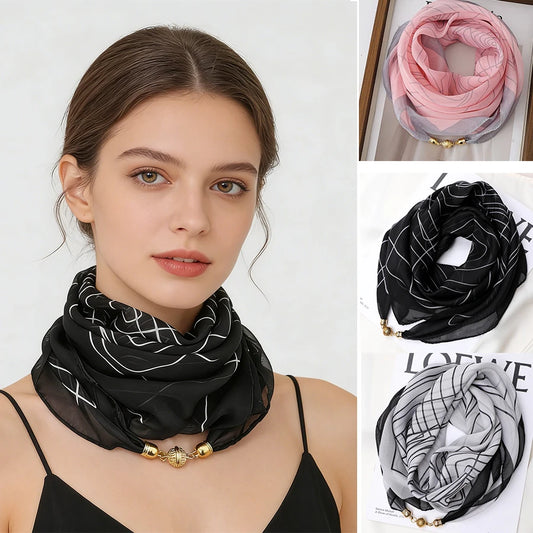 Women's Lightweight Printed Magnetic Clasp Scarf | All-Season Women's Fashion Scarf Peaceful Pleasures Health and Wellness