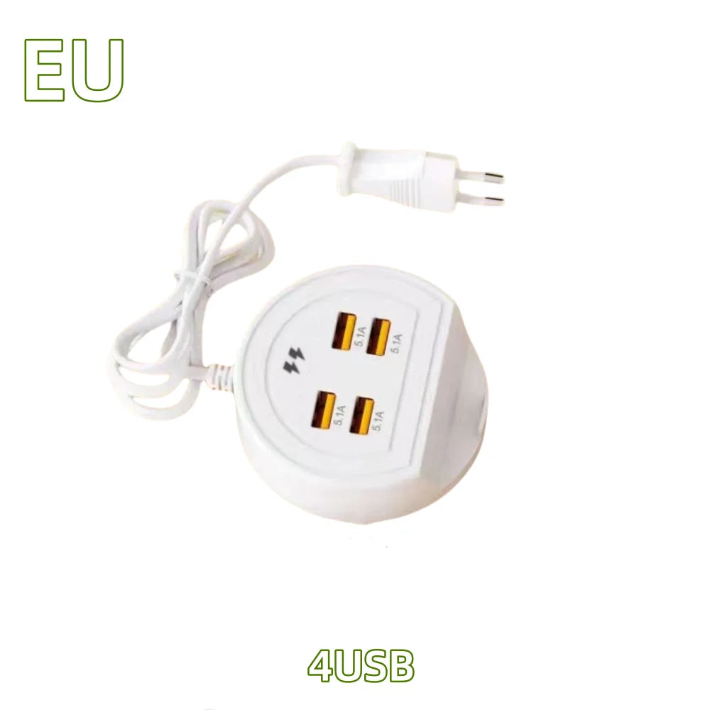 5-in-1 Power Strip with 4 Ports Phone Holder, EU/UK/US Universal Socket Multi-Device Fast Charging Station for iPhone 16 Samsung Peaceful Pleasures Health and Wellness 4USB EU