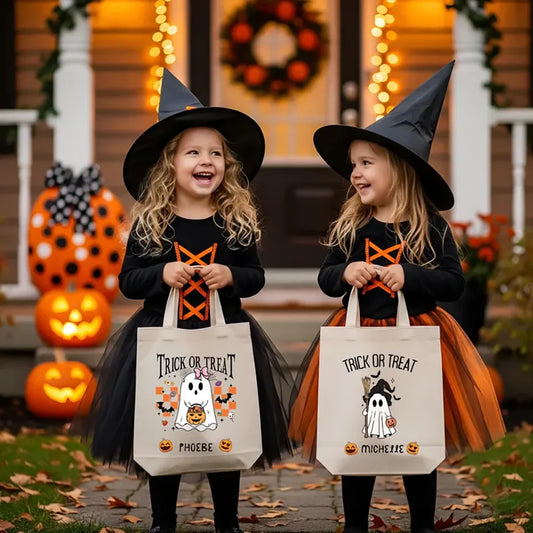 Custom Kids Trick or Treat Bag | Ghost Halloween Candy Bag Halloween Candy Bag Peaceful Pleasures Health and Wellness