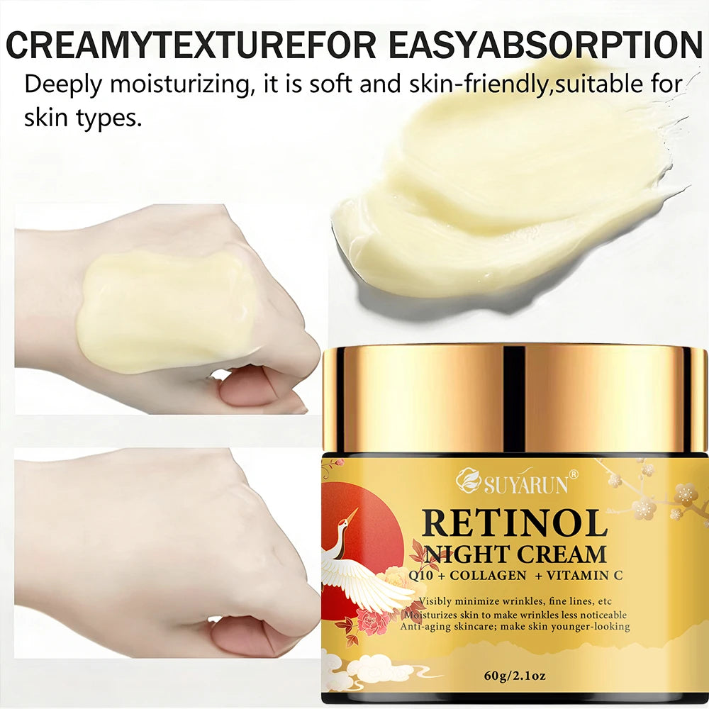 SUYARUN Retinol Night Cream with Niacinamide & Vitamin C - Anti-Aging, Brightening, Moisturizing Face Treatment. Peaceful Pleasures Health and Wellness