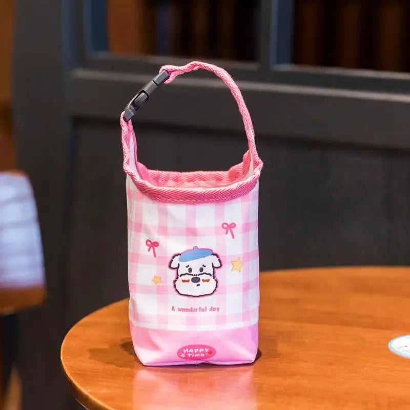 Cartoon Canvas Water Bottle Carrier Bag | Stroller & Backpack