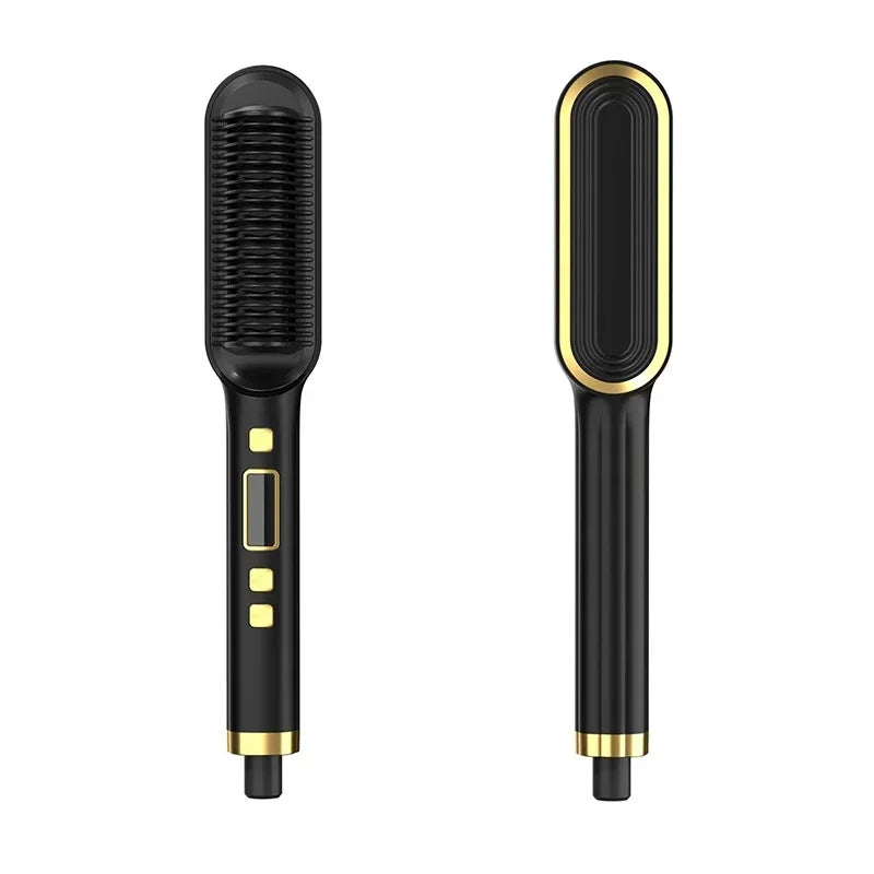 Thermostatic hair straightener Comb 5 temperature settings Straightening brush Quick heat professional hair straightening brush Peaceful Pleasures Health and Wellness LCD Blcak EU