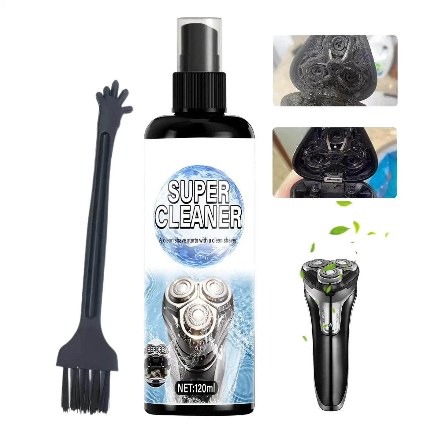 Electric Shaver Cleaner Spray 120ml with Brush | Trimmer Care