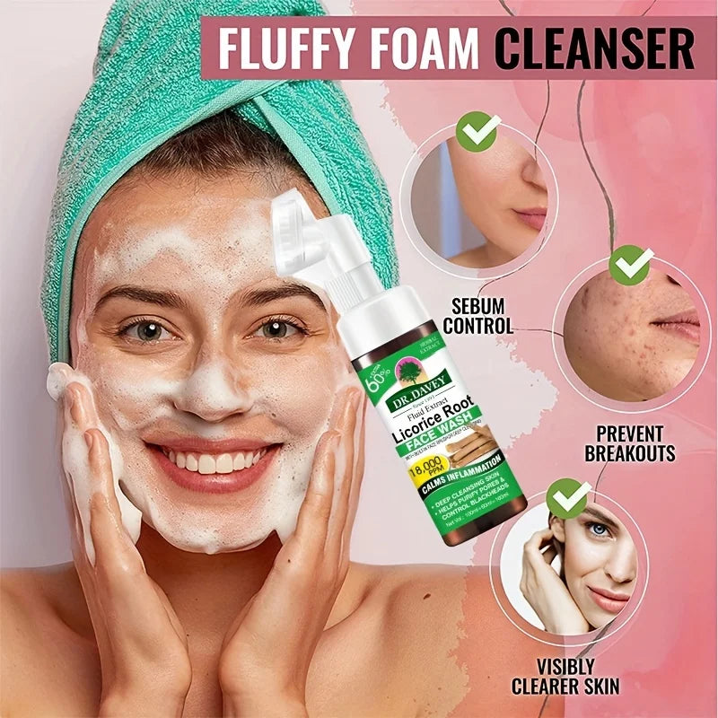 Licorice Bubble Mousse Facial Cleanser for Cleansing and Moisturizing Men and Women, Suitable for Cleaning and Non Tightening Peaceful Pleasures Health and Wellness