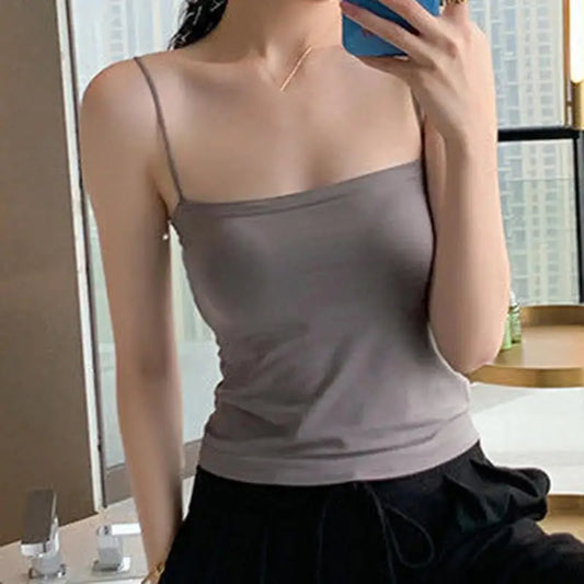 Women Solid Color Suspender Breast Wrapped One-piece Breast Pad Strapless for Ladies Beautiful Back Bottom Layer Inner Vest Peaceful Pleasures Health and Wellness