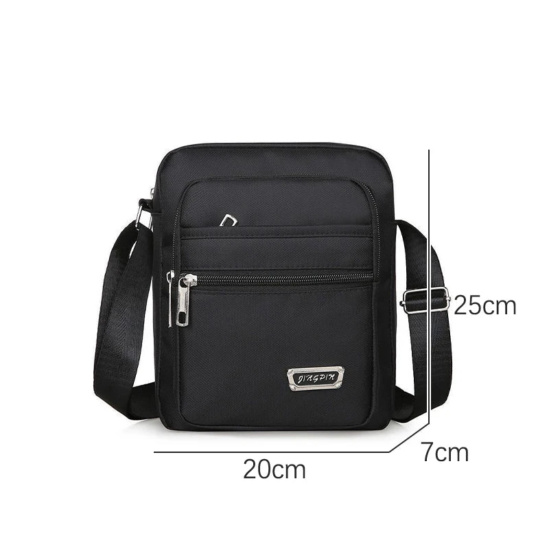 Men's Nylon Waterproof Crossbody Bag – Multi-Pocket Shoulder