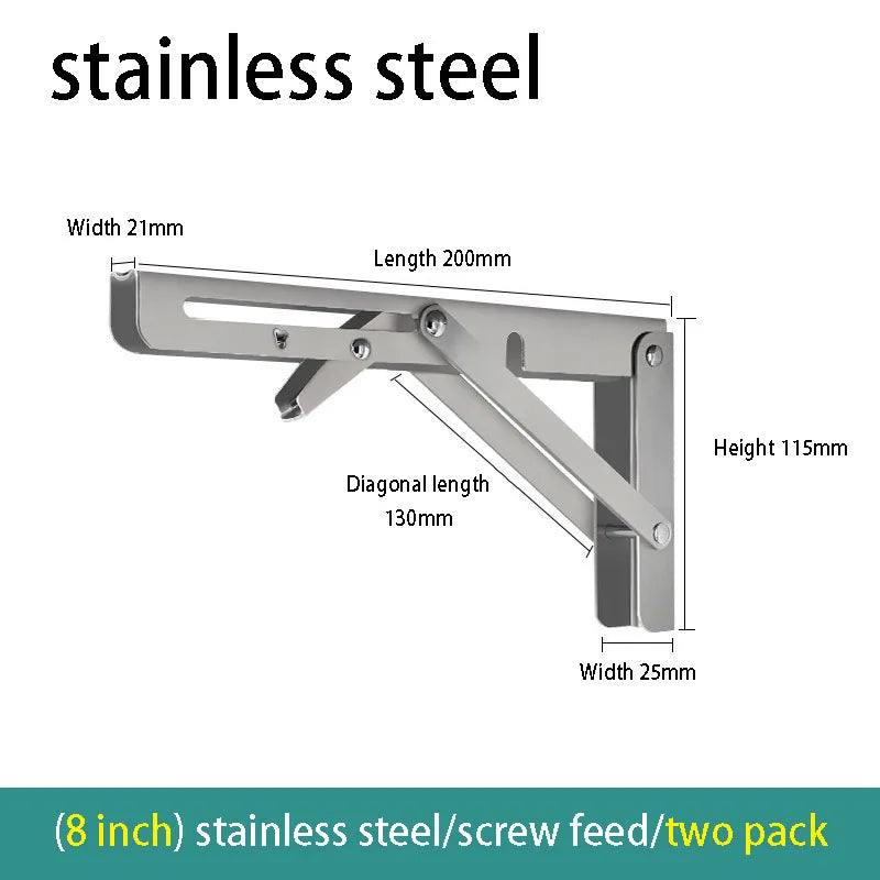 2PCS Folding Wall Shelf Brackets – Stainless Steel Right Angle