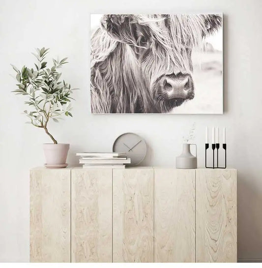Scottish Highland Cattle Canvas Wall Art | Modern Animal Print Canvas Wall Art Print Peaceful Pleasures Health and Wellness