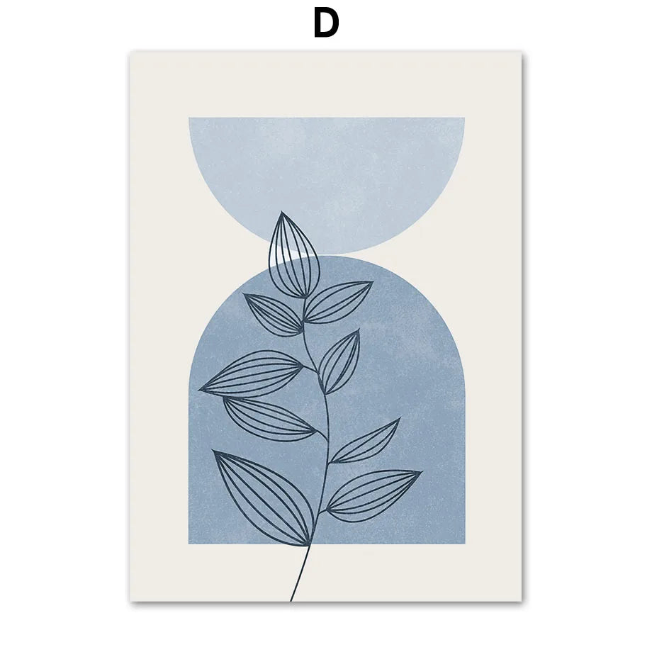 Boho Abstract Canvas Wall Art | Sun Moon Leaf Geometry Print