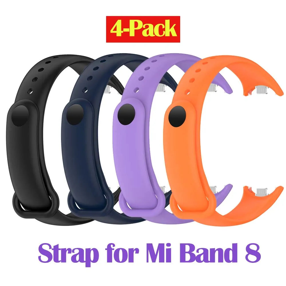 4-Pack Silicone Bands for Xiaomi Mi Band 8 – Mixed Colors