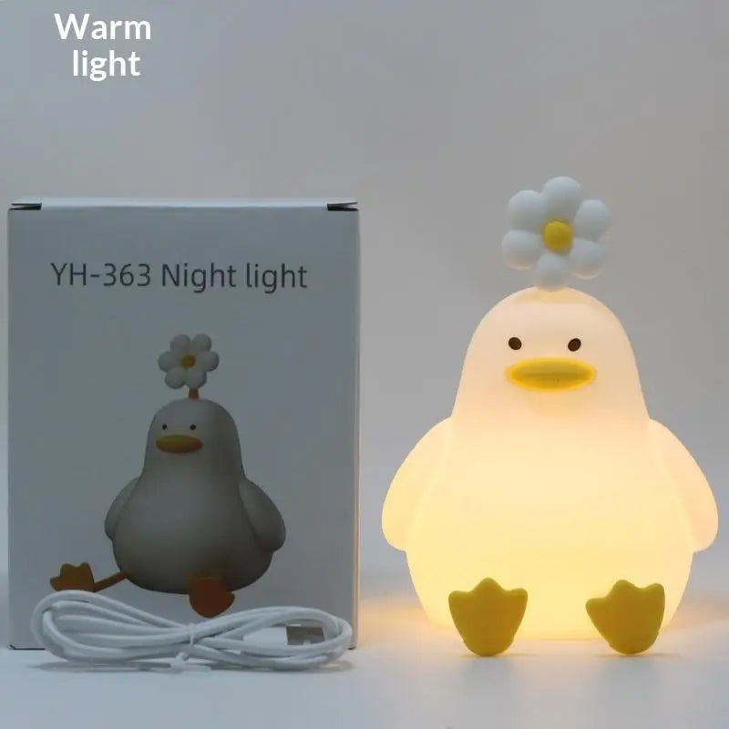 Cute Duck LED Night Light | USB Rechargeable Silicone Lamp LED Night Light Peaceful Pleasures Health and Wellness A