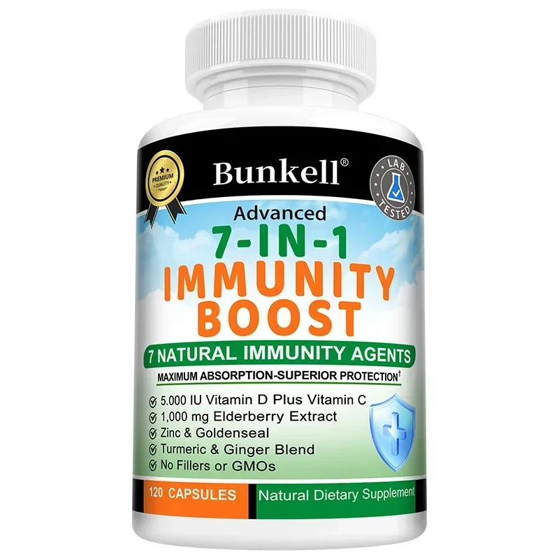 Elderberry Capsules 1000mg - Vitamin C Turmeric, Immune Support, Antioxidant, Energy & Skin Health, Improved Nutrient Absorption Peaceful Pleasures Health and Wellness 120 count-1 bottle