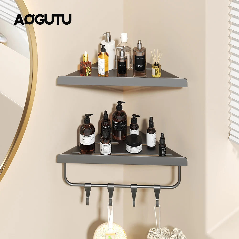 Wall Mounted Shower Corner Shelf – Metal Bathroom Storage Rack